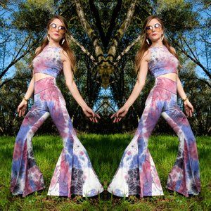 Tie Dye Vegan Suede Bell Bottoms x Super Flare Pants x Warrior Within X